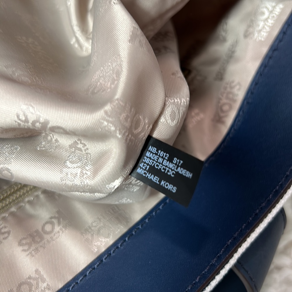 Michael Kors Fulton Canvas Striped Large Tote, Navy/White - Picture 7 of 7